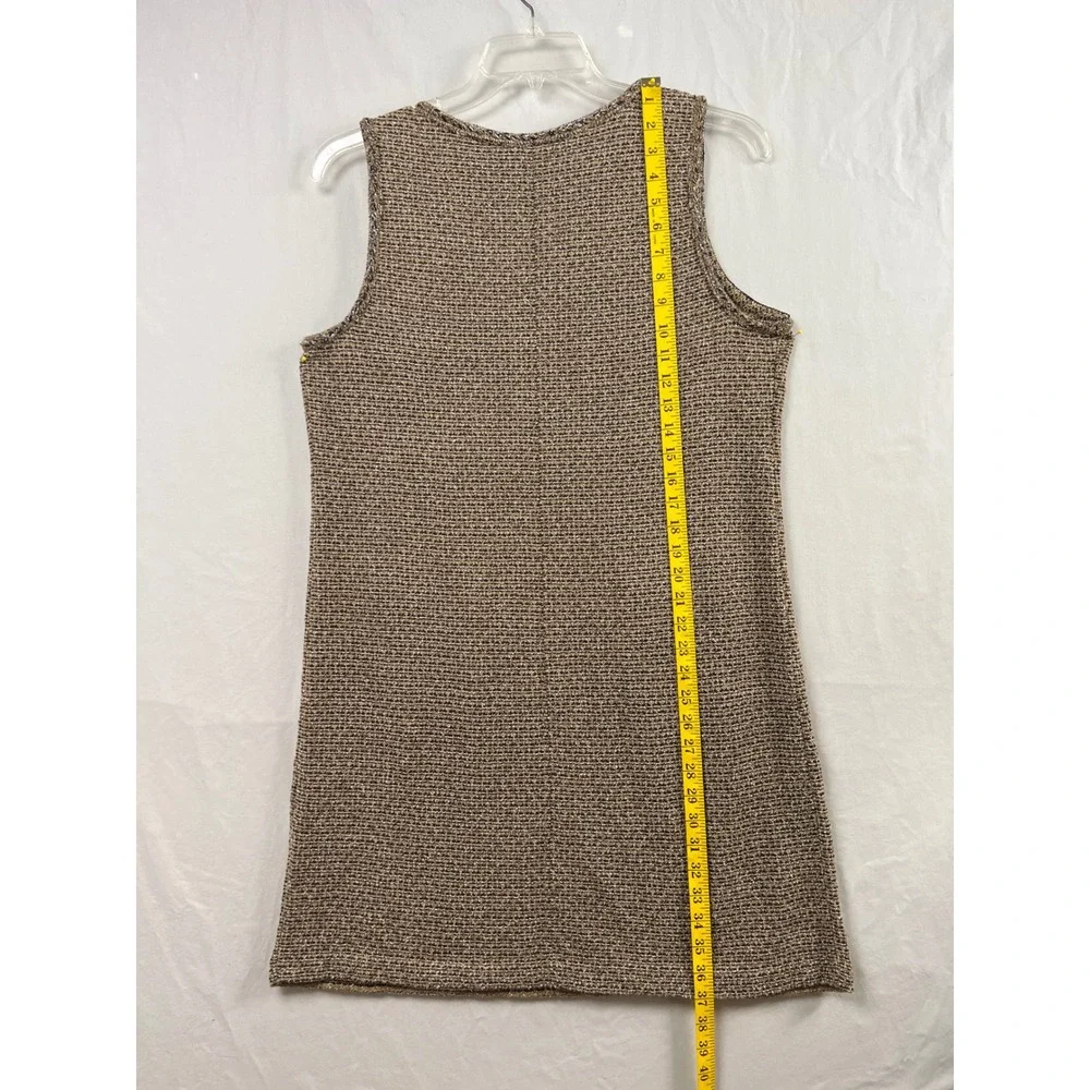 J. Jill Shift Dress Womens Medium Petite Brown Tweed Sleeveless Pockets 19161